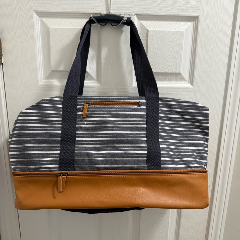 DSW Women’s Striped Cotton Weekender Travel Duffel Bag .